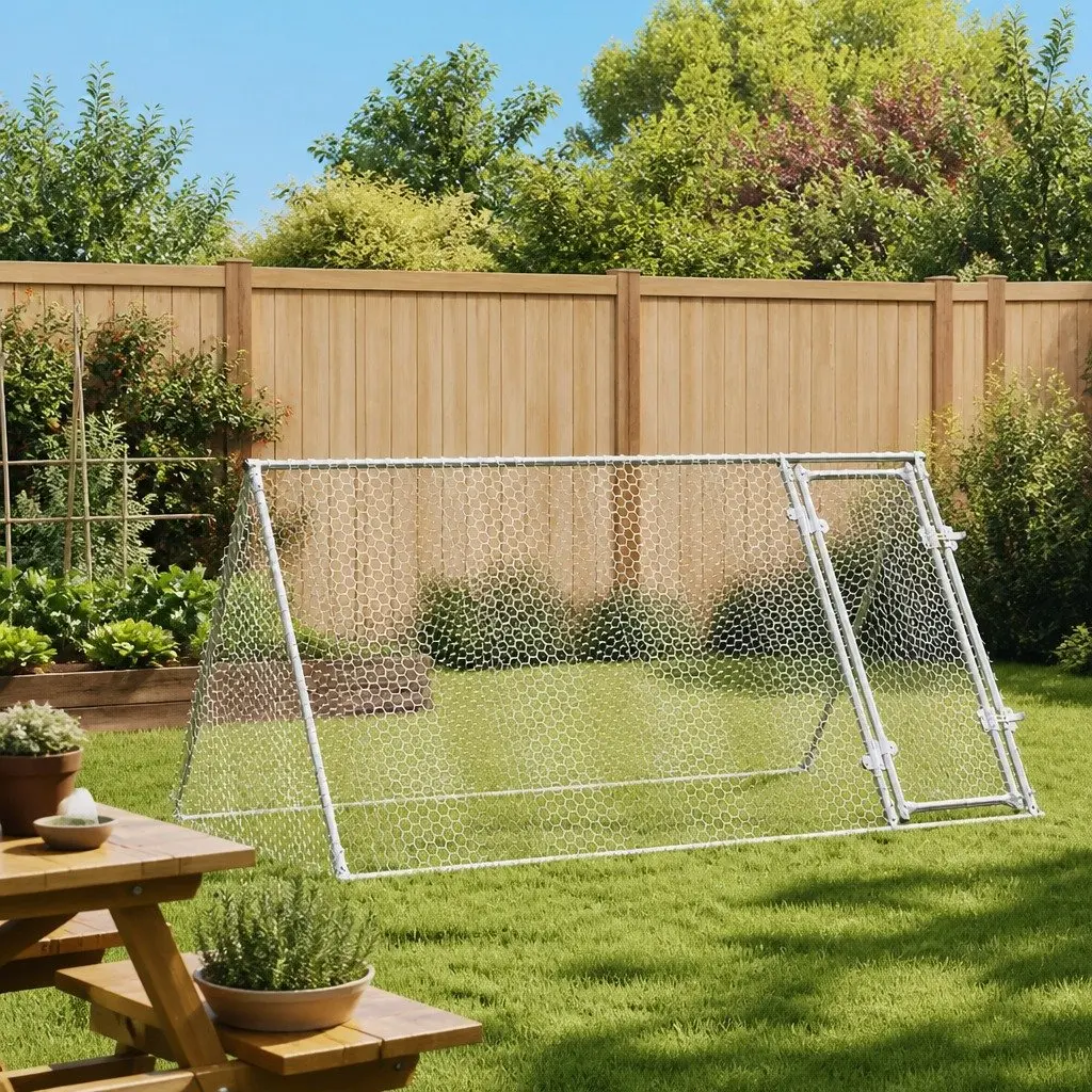 Chicken Cage Silver Galvanised Steel 200x105x91 cm Outdoor Enclosure