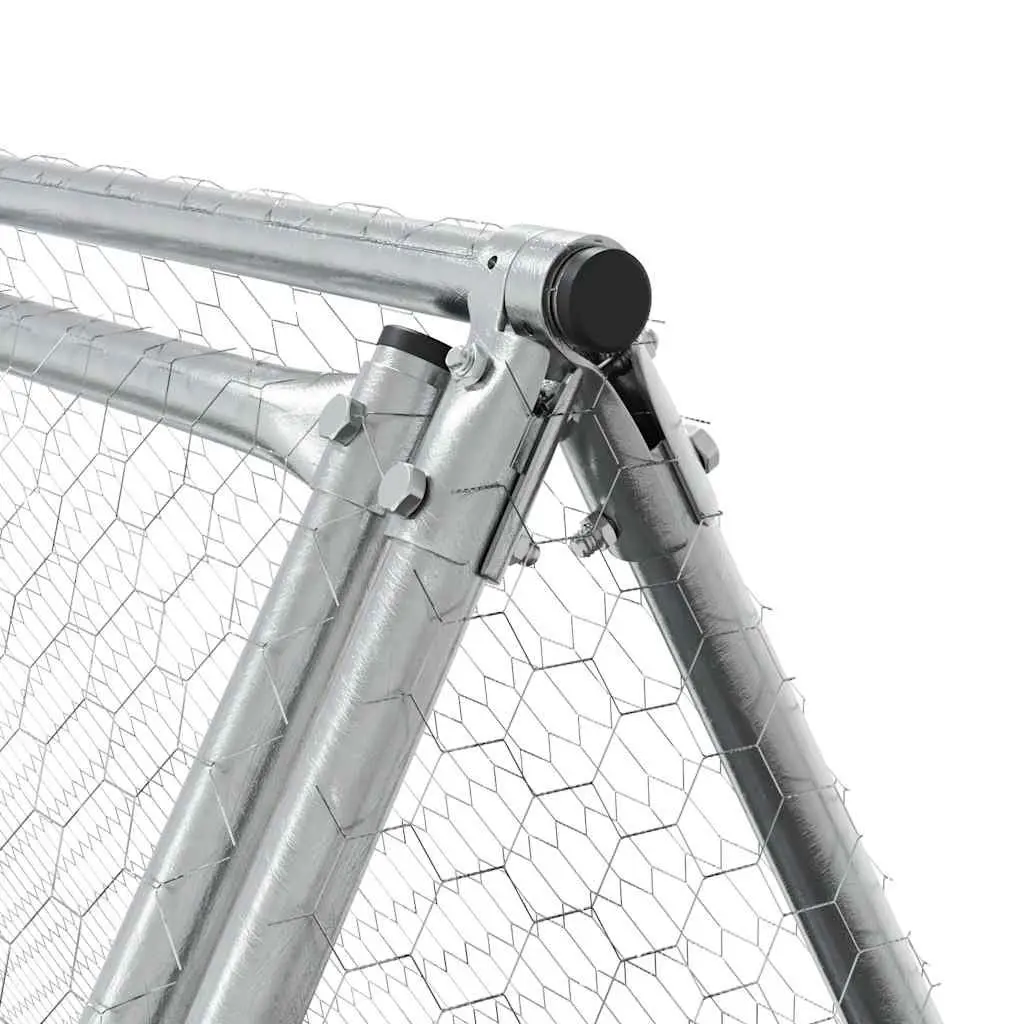 Chicken Cage Silver Galvanised Steel 200x105x91 cm Outdoor Enclosure