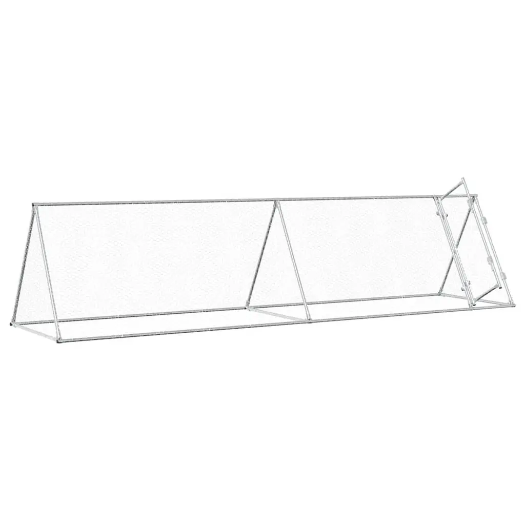Chicken Cage Silver 400x105x91 cm Galvanised Steel Walk In Coop Hen House Run Enclosure