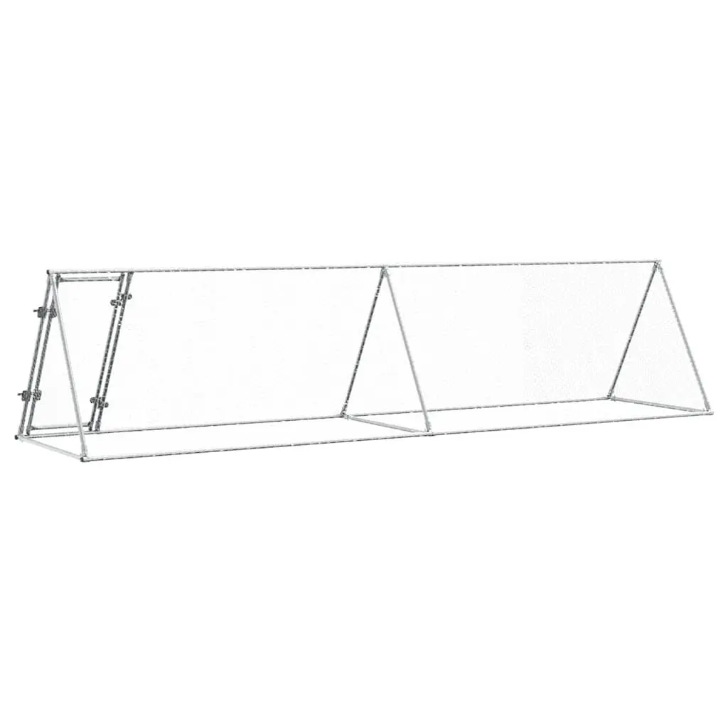 Chicken Cage Silver 400x105x91 cm Galvanised Steel Walk In Coop Hen House Run Enclosure