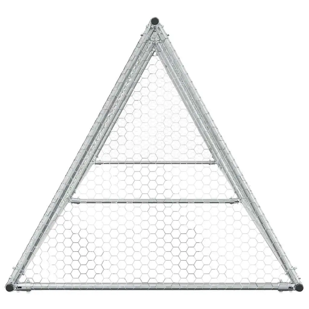 Chicken Cage Silver 400x105x91 cm Galvanised Steel Walk In Coop Hen House Run Enclosure