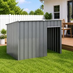 Dog House with Roof Anthracite Outdoor Pet Shelter Galvanised Steel Kennel
