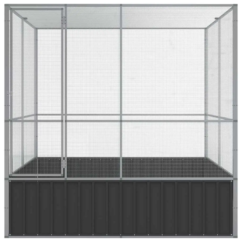 Bird Aviary Silver Large Galvanised Steel Cage Outdoor Indoor 211x207x212cm