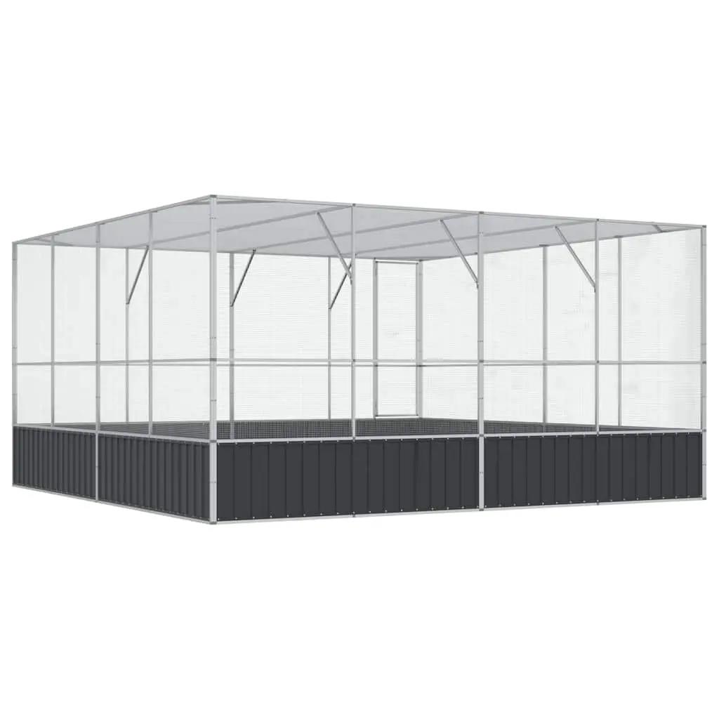 Large Bird Cage Galvanised Steel 418x414x212cm Sturdy Aviary with Lockable Door