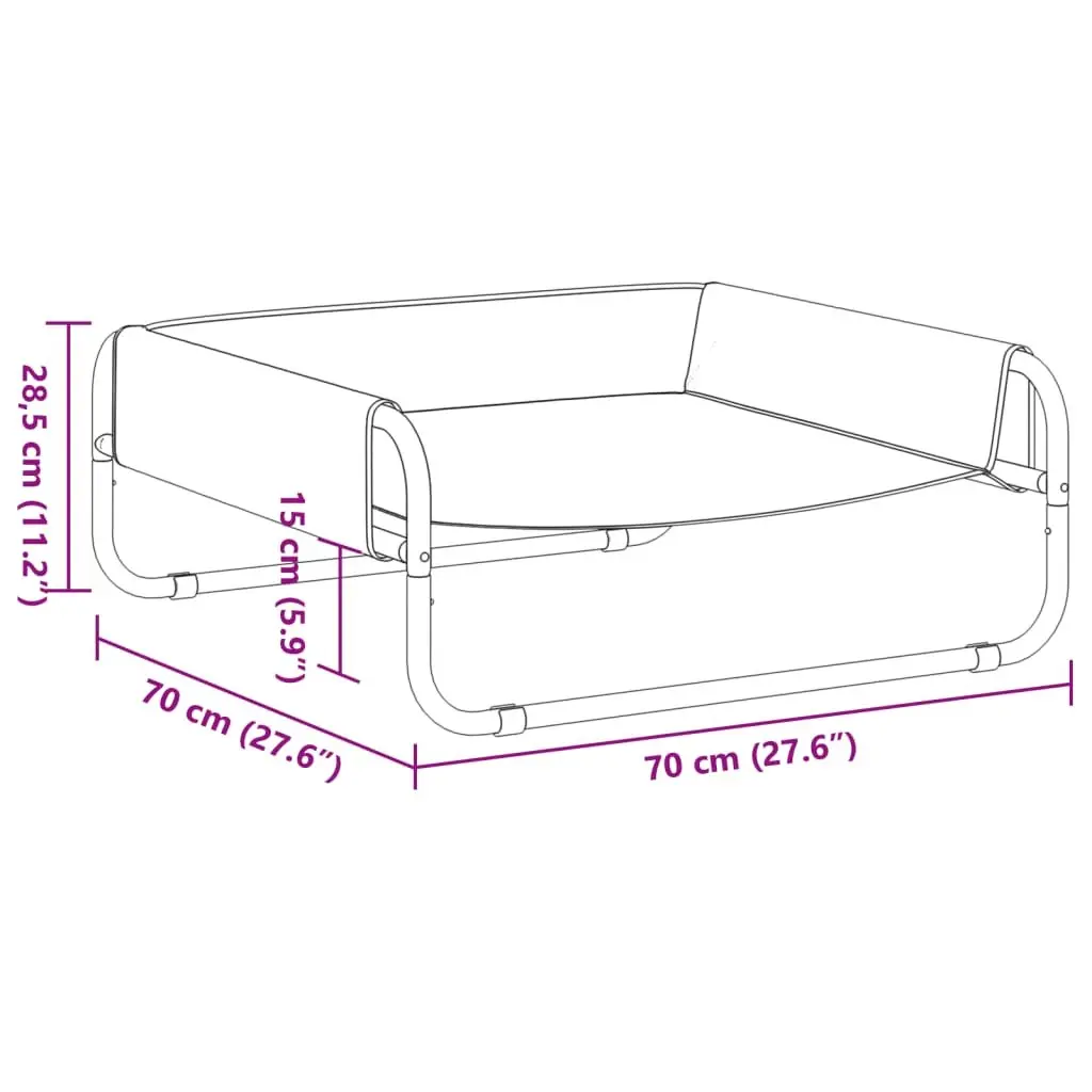 Elevated Dog Bed Anthracite Oxford Fabric Steel Frame Indoor Outdoor