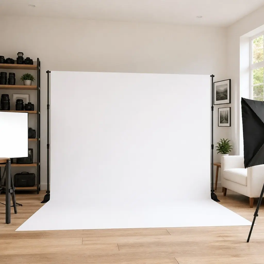 Backdrop Stand Black Adjustable 175 to 305cm Width Durable Steel Construction