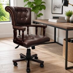 Efficient Brown Swivel Chair - Adjustable Height Feature