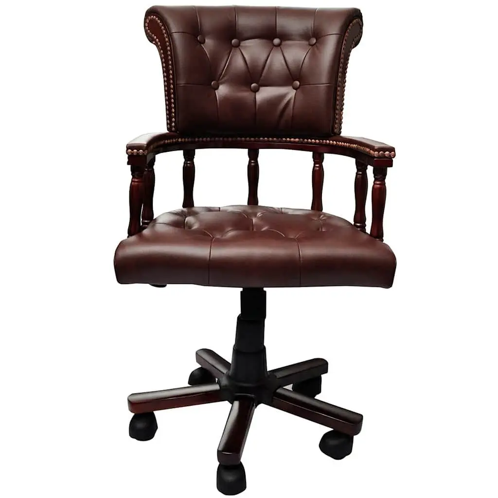 Adjustable Height Swivel Chair Brown Soft Seat Home Office Furniture