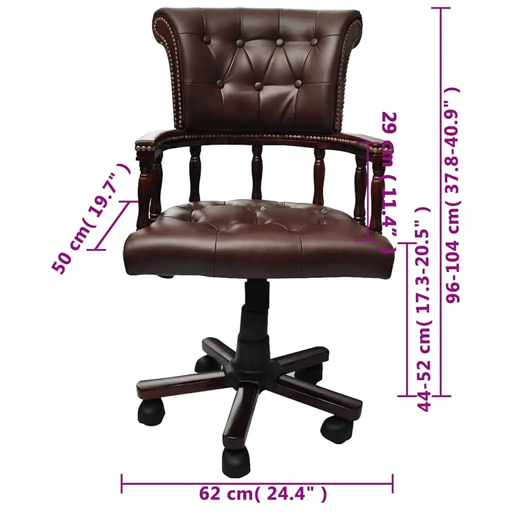 Adjustable Height Swivel Chair Brown Soft Seat Home Office Furniture