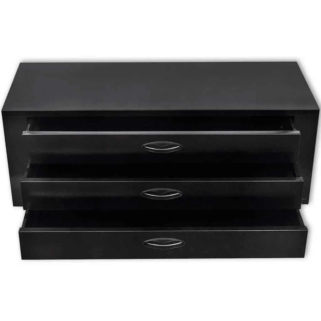 Metal Tool Chest Black 3 Drawer Storage Box Sturdy Construction