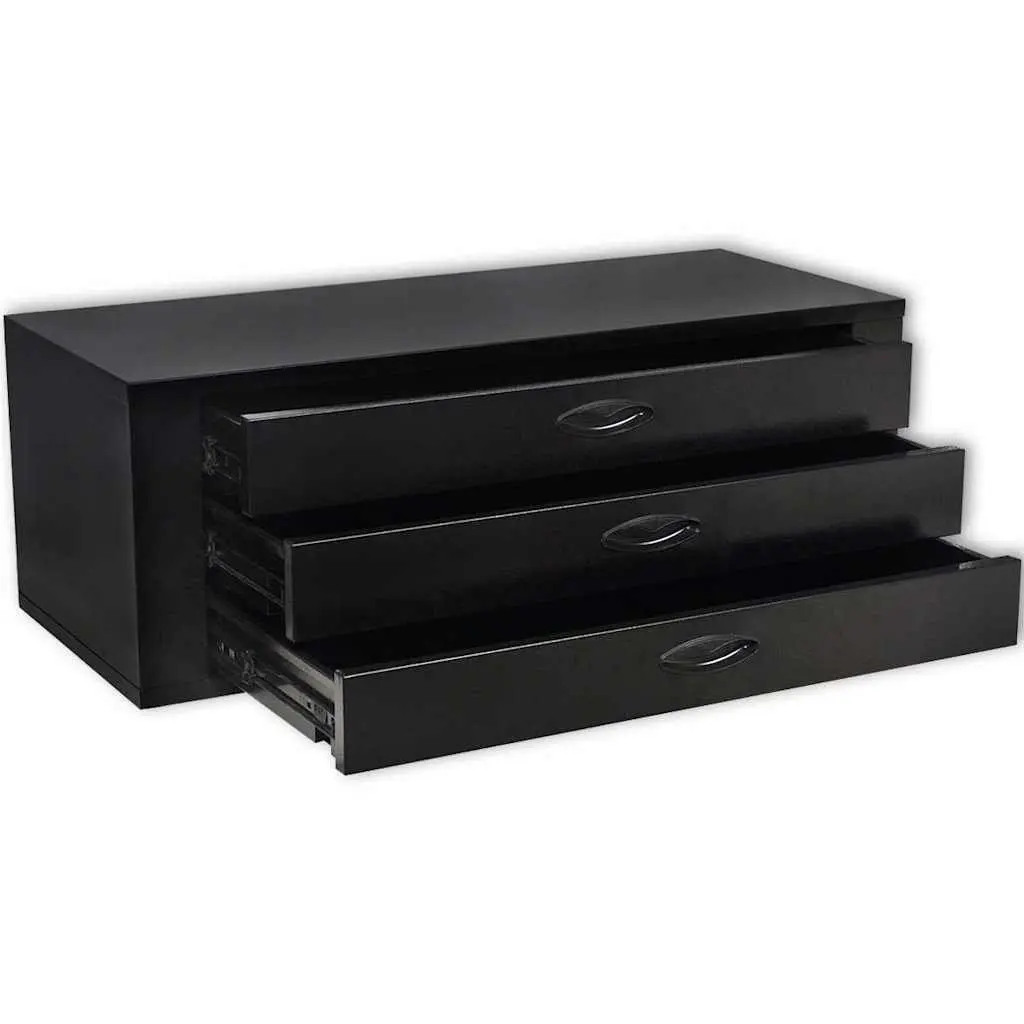 Metal Tool Chest Black 3 Drawer Storage Box Sturdy Construction