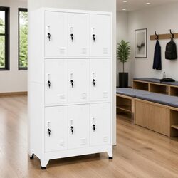 Compact Locker Cabinet 9 Compartments Steel Grey 90x45x180cm