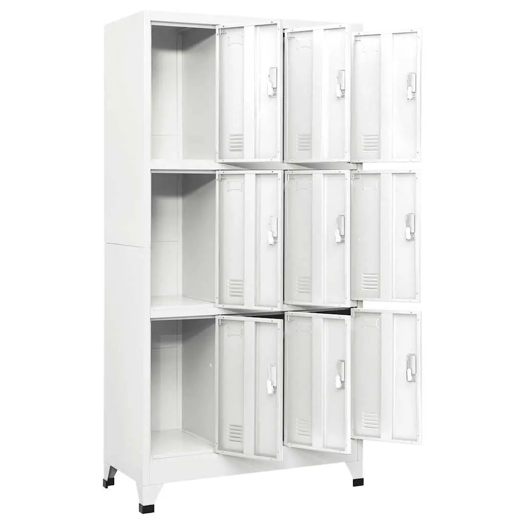 Locker Cabinet Grey Steel 90x45x180cm 9 Compartments