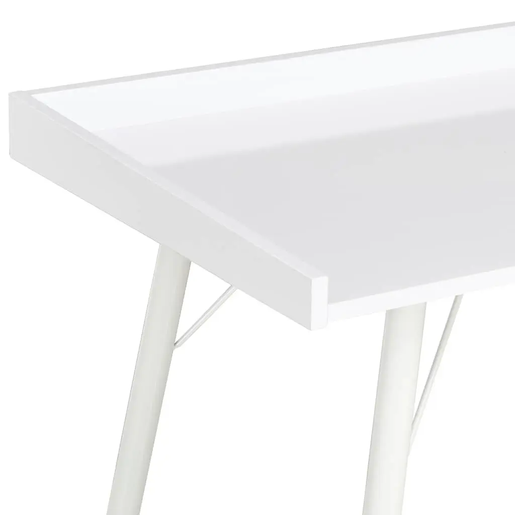 Home Office Desk White 90x50x79 cm Compact Workstation Elevated Back and Side Board