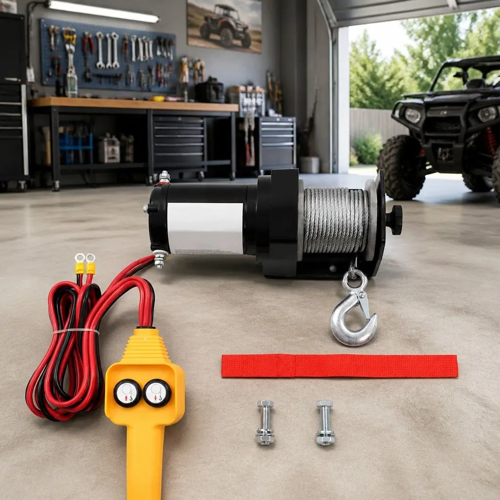 Electric Winch 12V 907kg Wire Rope Remote Control Free Spool Clutch