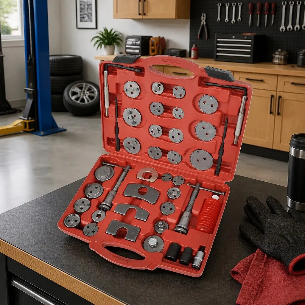 Brake Caliper Piston Wind Back Tool Kit Silver 40 Piece Hardened Carbon Steel