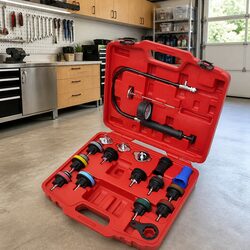 Radiator Pressure Tester Kit 18 Pcs Cooling System Leak Detection Tool Set