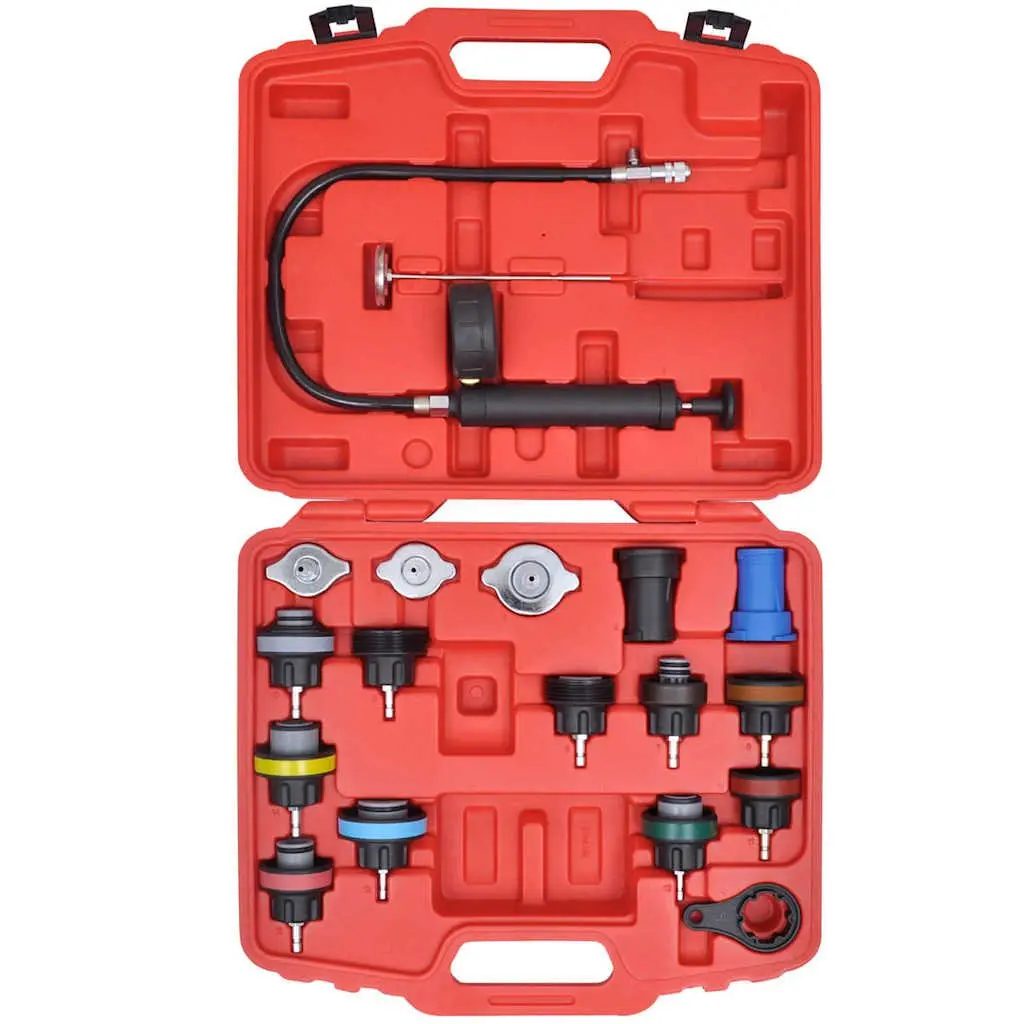Radiator Pressure Tester Kit Multicolour 18 Piece Cooling System Leak Detection Tool Set