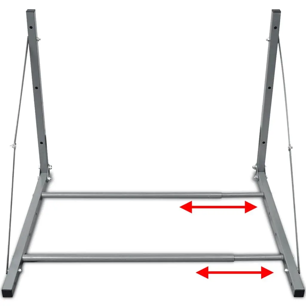 Foldable Tyre Rack Red Adjustable 81-122cm Wall Mounted Steel Storage