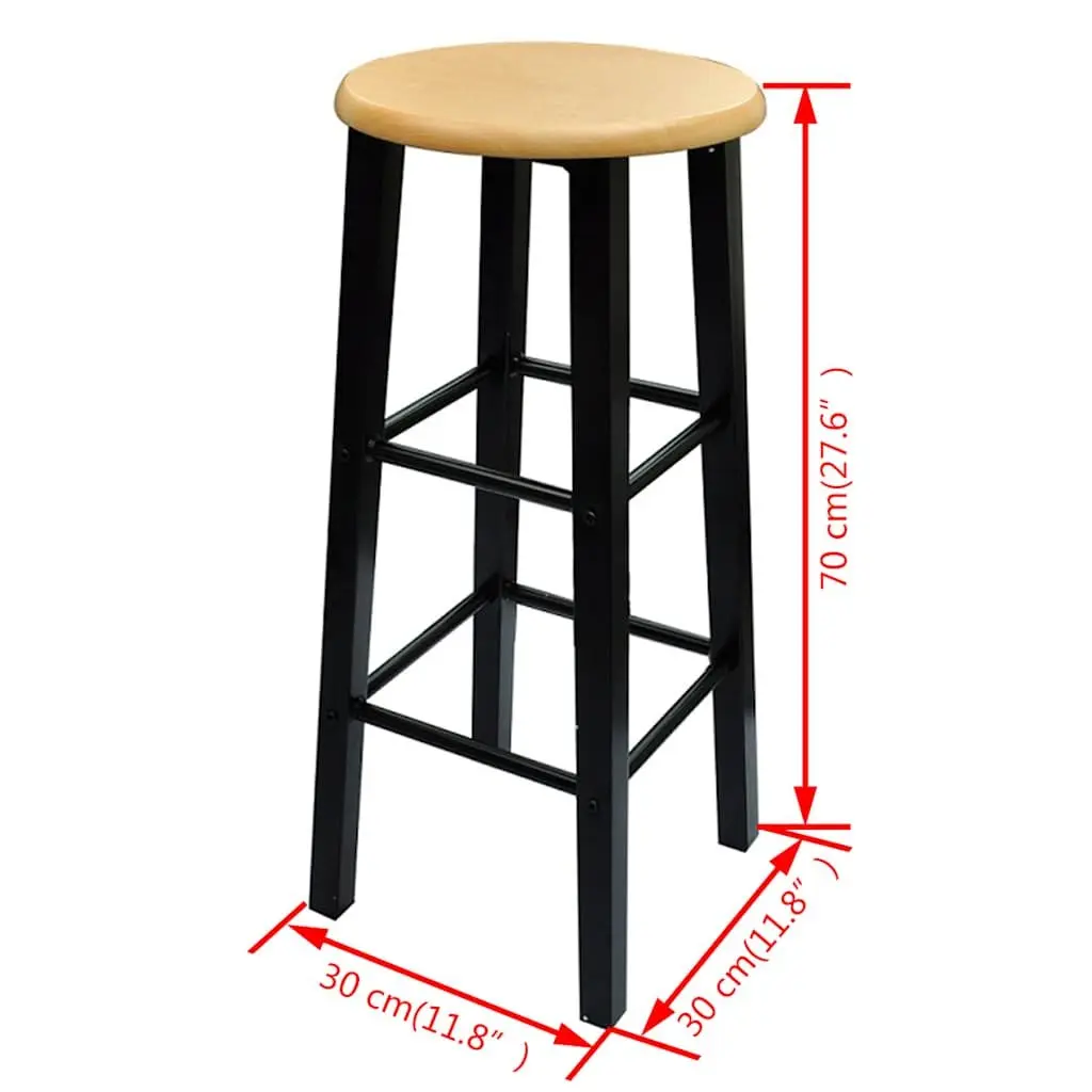 Breakfast Dining Set Black Rectangular Table with 2 High Stools Space Saving