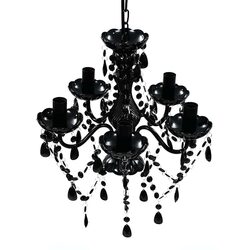 Concise Black Crystal 5 Bulb Ceiling Light Fixture