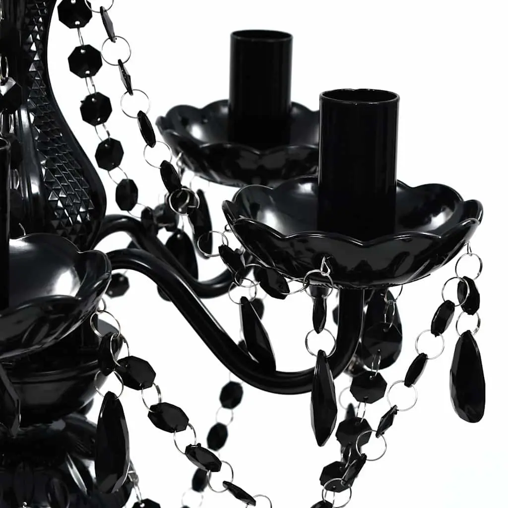 Chandelier Black 5 Bulb Ceiling Light Fixture Crystal Centre Stem Curved Acrylic Arms