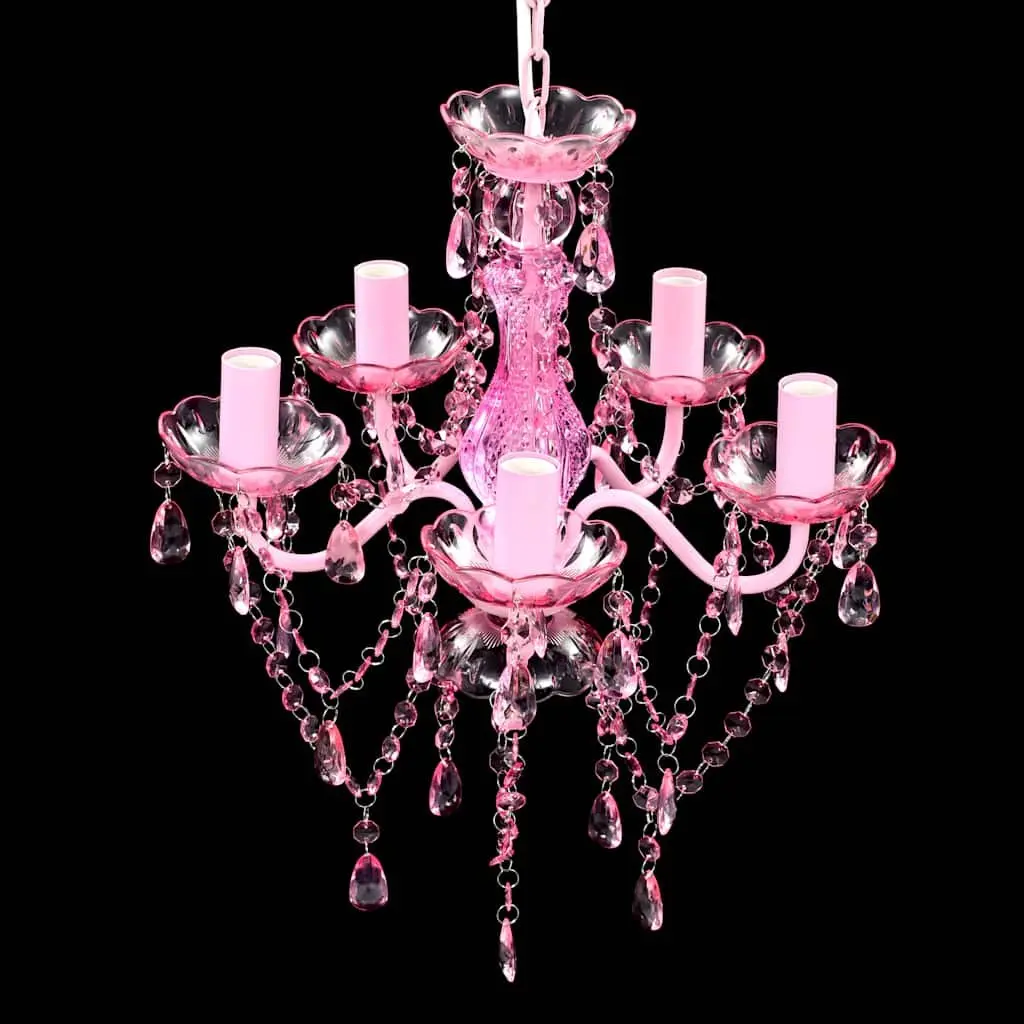 Crystal Ceiling Light Chandelier 5 Bulbs Pink Living Room Bedroom Dining Fixture