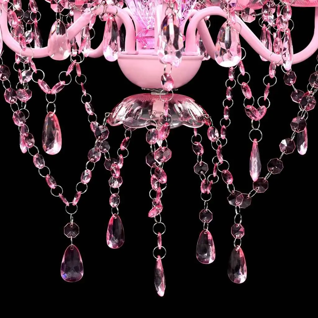Crystal Ceiling Light Chandelier 5 Bulbs Pink Living Room Bedroom Dining Fixture