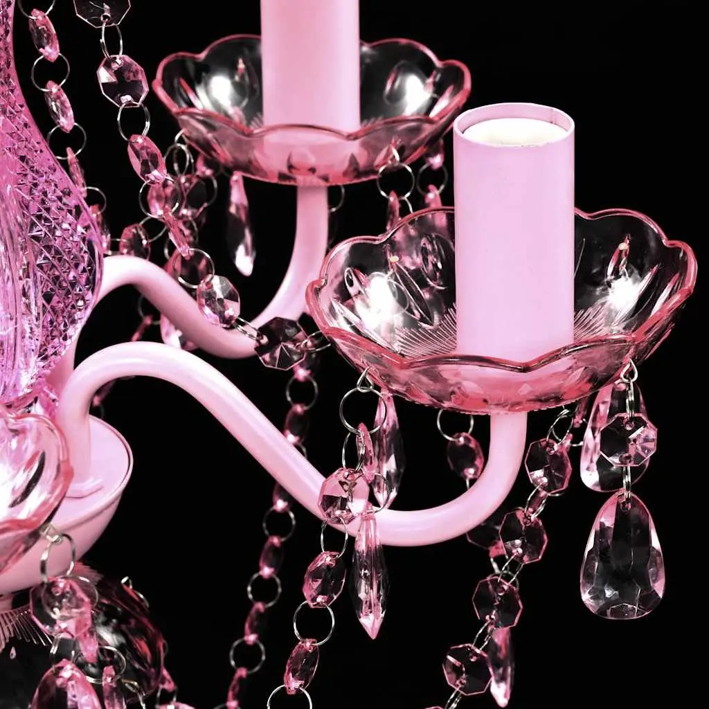 Crystal Ceiling Light Chandelier 5 Bulbs Pink Living Room Bedroom Dining Fixture