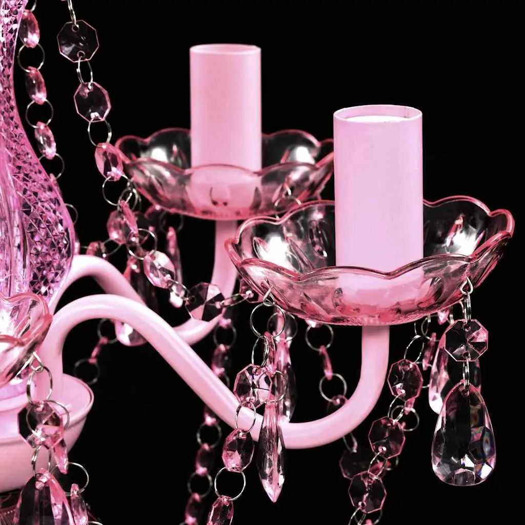 Crystal Ceiling Light Chandelier 5 Bulbs Pink Living Room Bedroom Dining Fixture