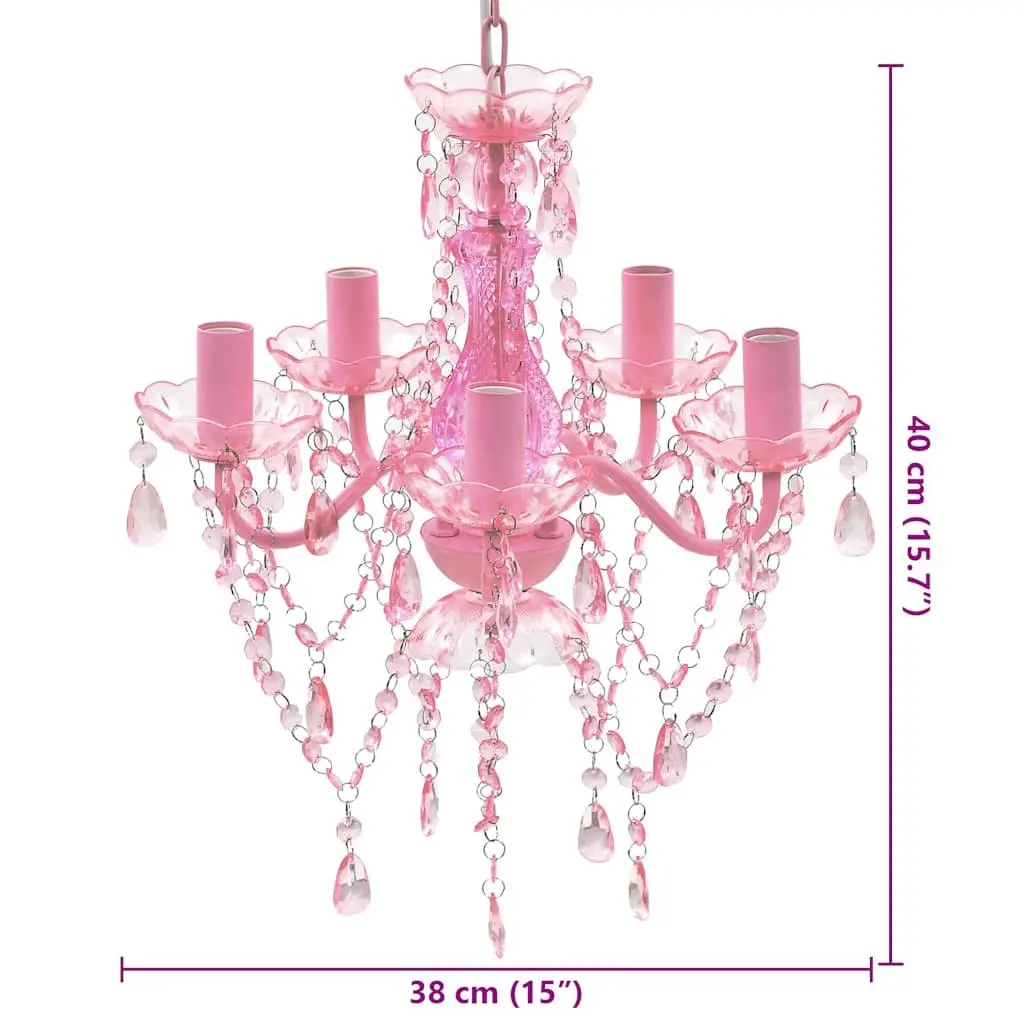 Crystal Ceiling Light Chandelier 5 Bulbs Pink Living Room Bedroom Dining Fixture