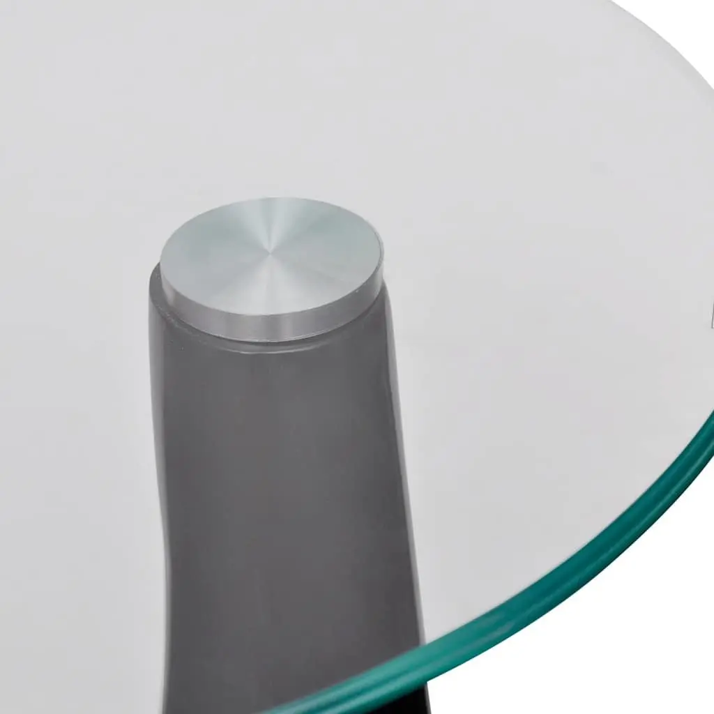Coffee Table High Gloss Black Round Glass Top Water Drop Base