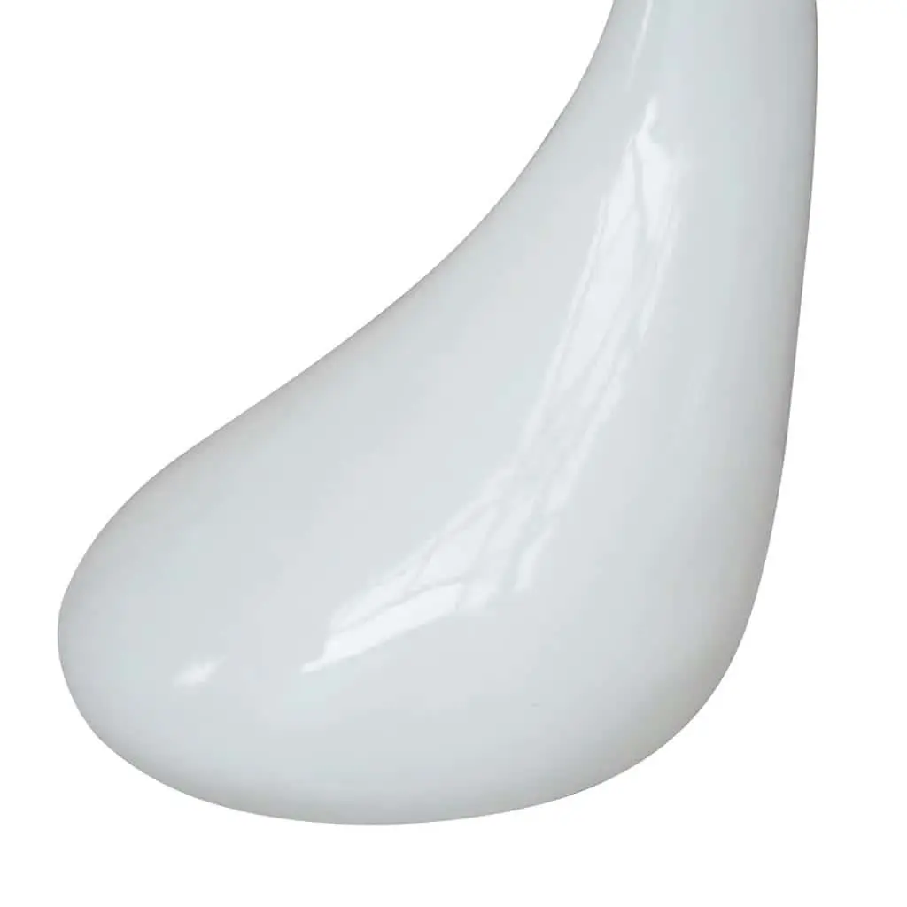 Coffee Table Set White Round Tempered Glass Top High Gloss Water-Drop Base