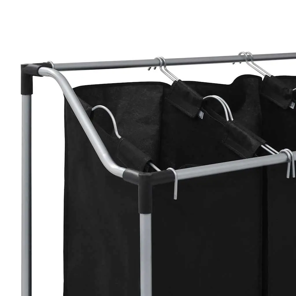 Laundry Sorter Black Grey 4 Bags Rolling Cart Trolley Hamper