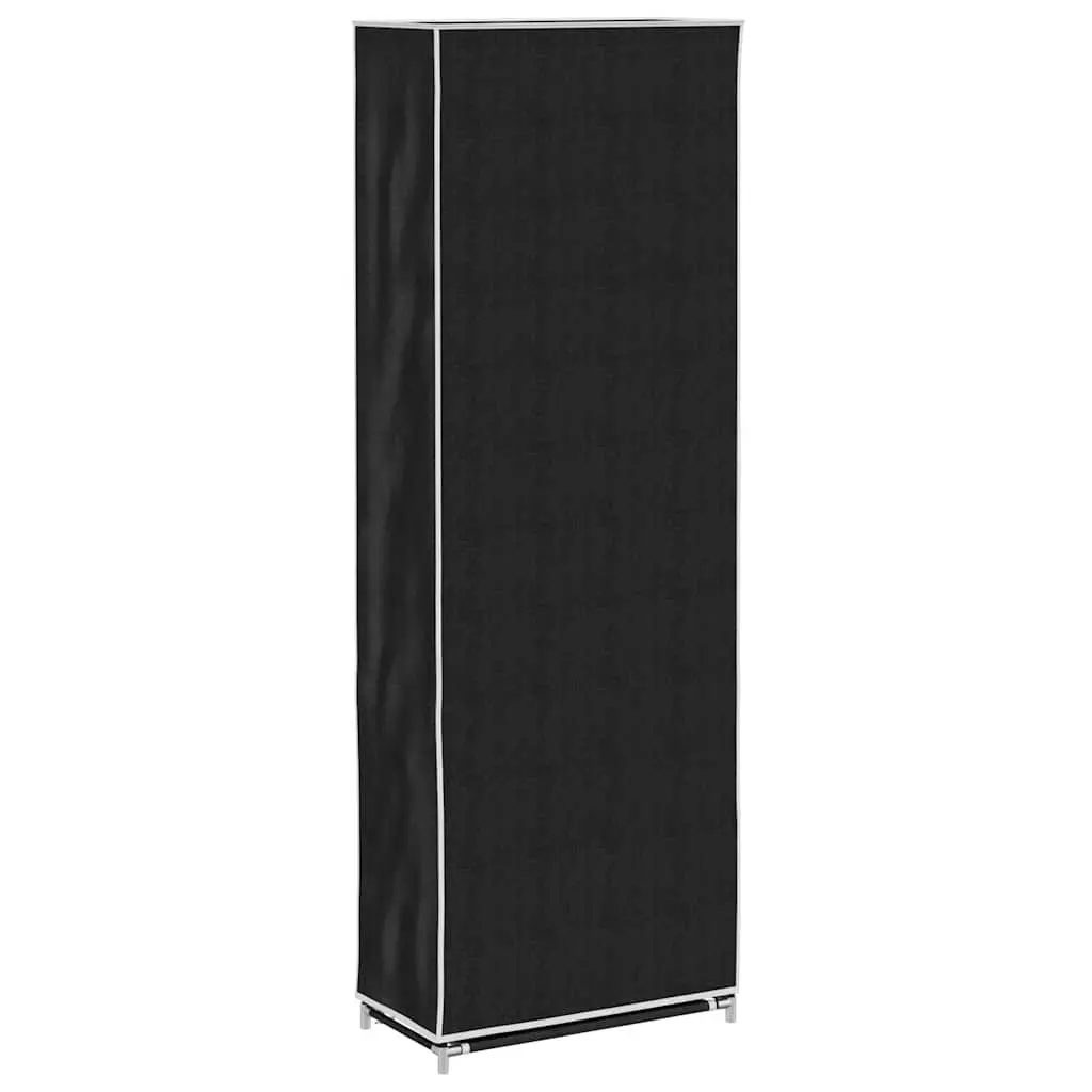 Shoe Cabinet Black 8 Tier Fabric Storage Organiser with Dust Cover