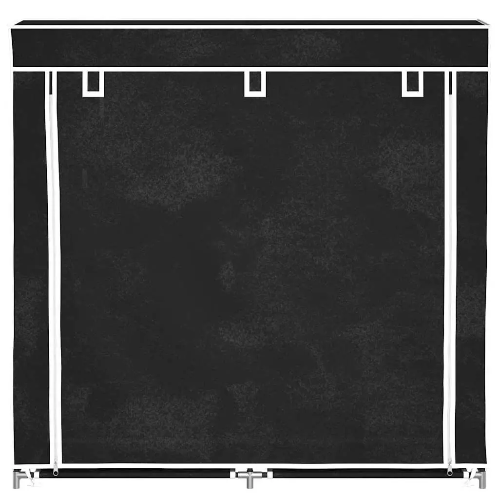 Fabric Shoe Cabinet Black 115cm Double 5-Tier Storage Organiser