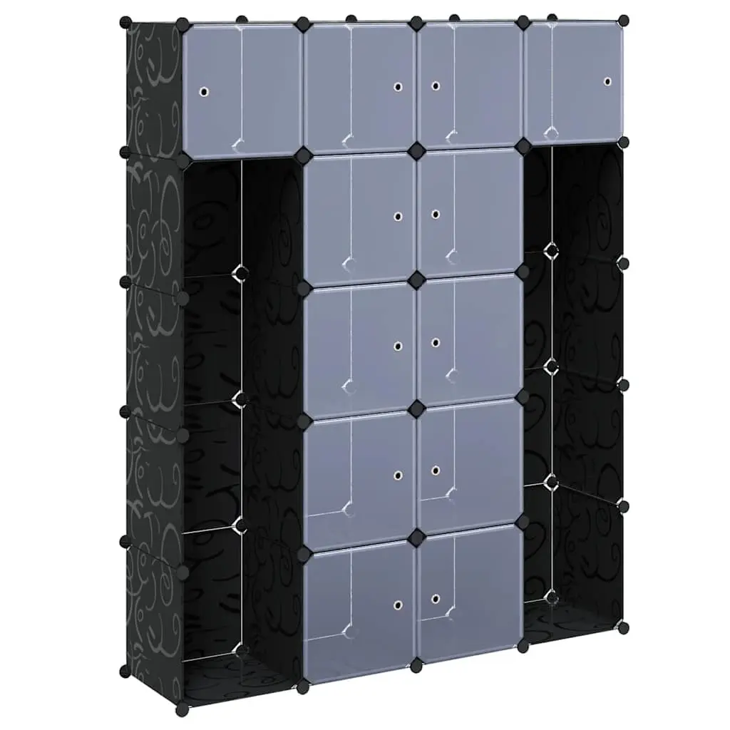 Modular Cabinet Black 14 Compartments Storage Cupboard Organiser