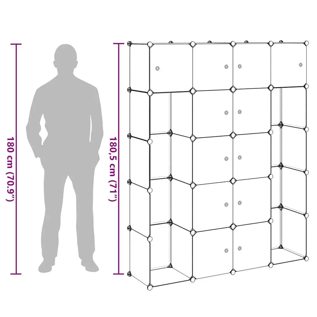 Modular Cabinet Black 14 Compartments Storage Cupboard Organiser