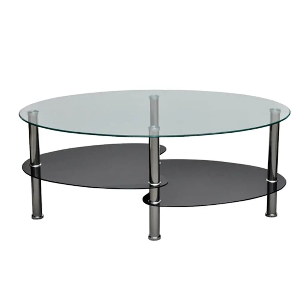 Coffee Table Black Elegant Design 3-Layer Storage Living Room Accent Furniture