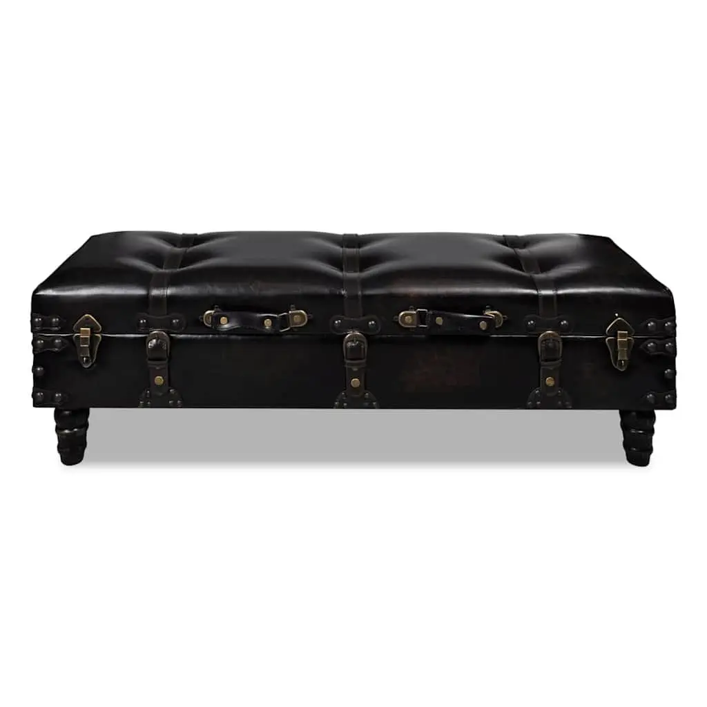 Long Storage Bench Brown Faux Leather Tufted Cushion Spacious Interior