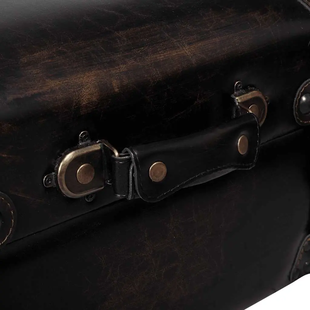 Long Storage Bench Brown Faux Leather Tufted Cushion Spacious Interior