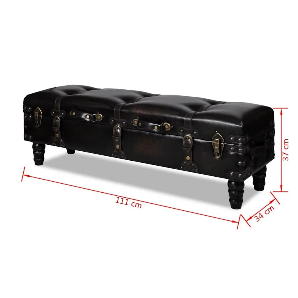 Long Storage Bench Brown Faux Leather Tufted Cushion Spacious Interior