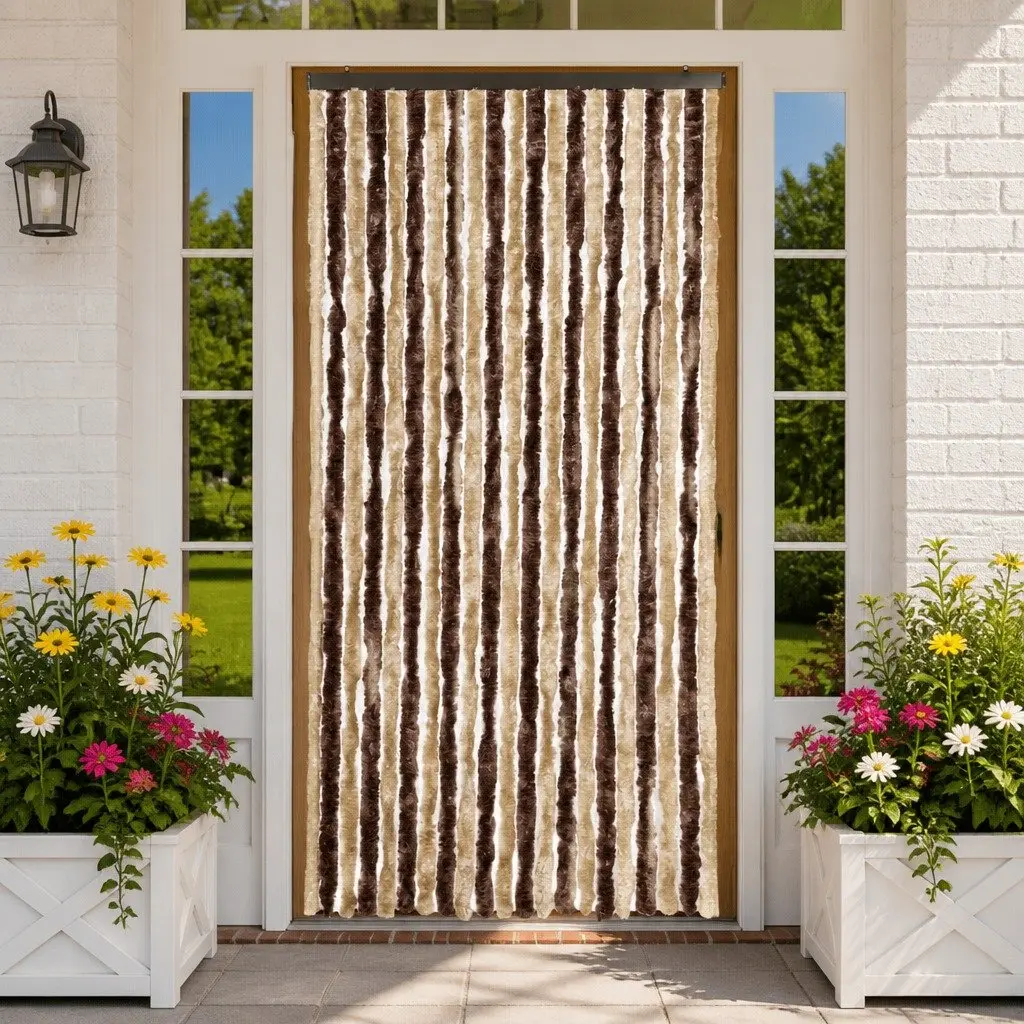 Insect Curtain Beige Light Brown 90x220 cm Flexible Chenille Door Screen