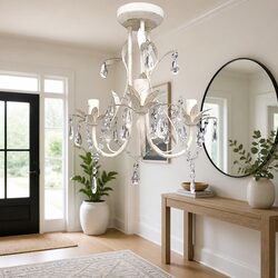 Sleek White Crystal Pendant Ceiling Light