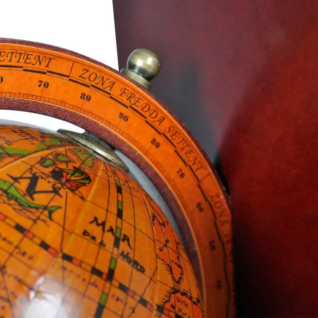 World Map Globe Bookends Pair Brown Desk Office Home Decor Book Holder Stand