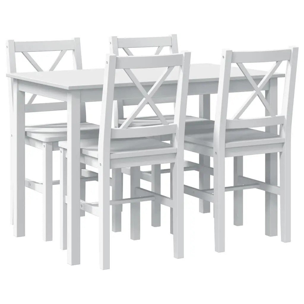 5 Piece Dining Set White Dining Table and 4 Chairs Kitchen Dining Room Furniture