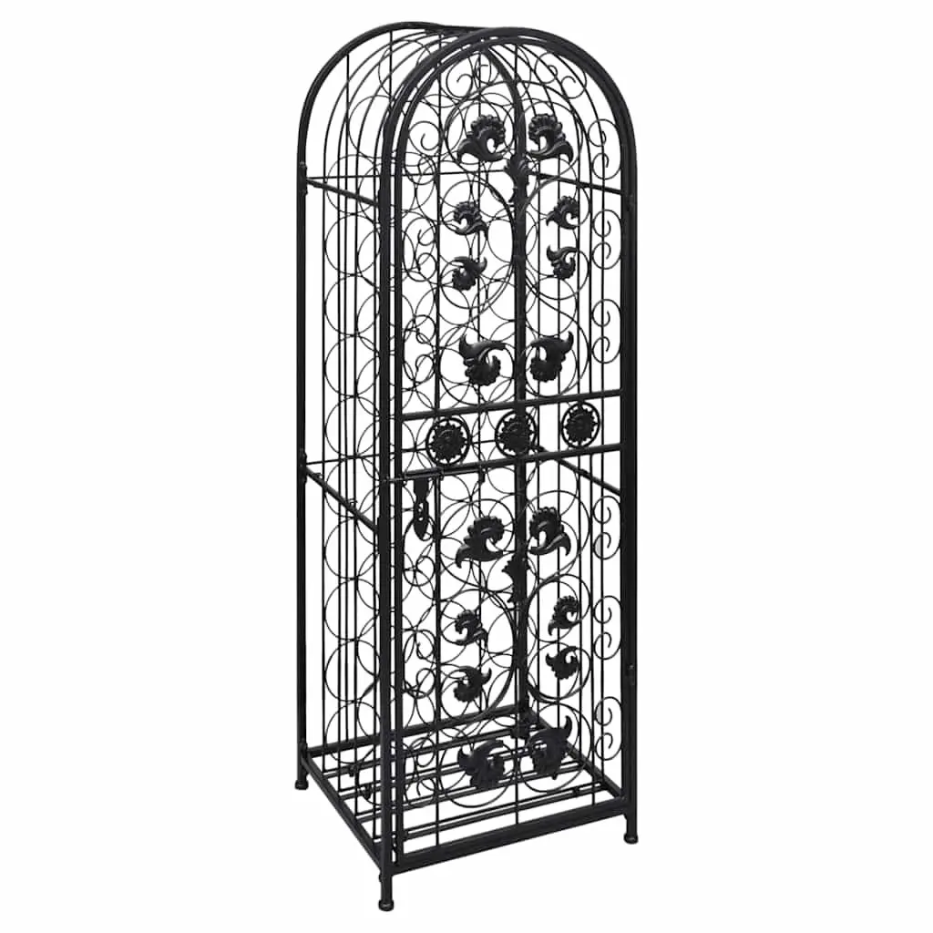 Wine Rack Black Floor Standing 45 Bottle Storage Cabinet with Side Lock Door