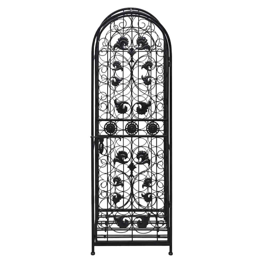 Wine Rack Black Floor Standing 45 Bottle Storage Cabinet with Side Lock Door