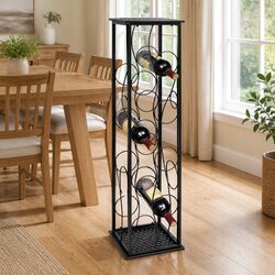 Wine Rack Floor Standing 8 Bottle Storage Display Metal Black Holder