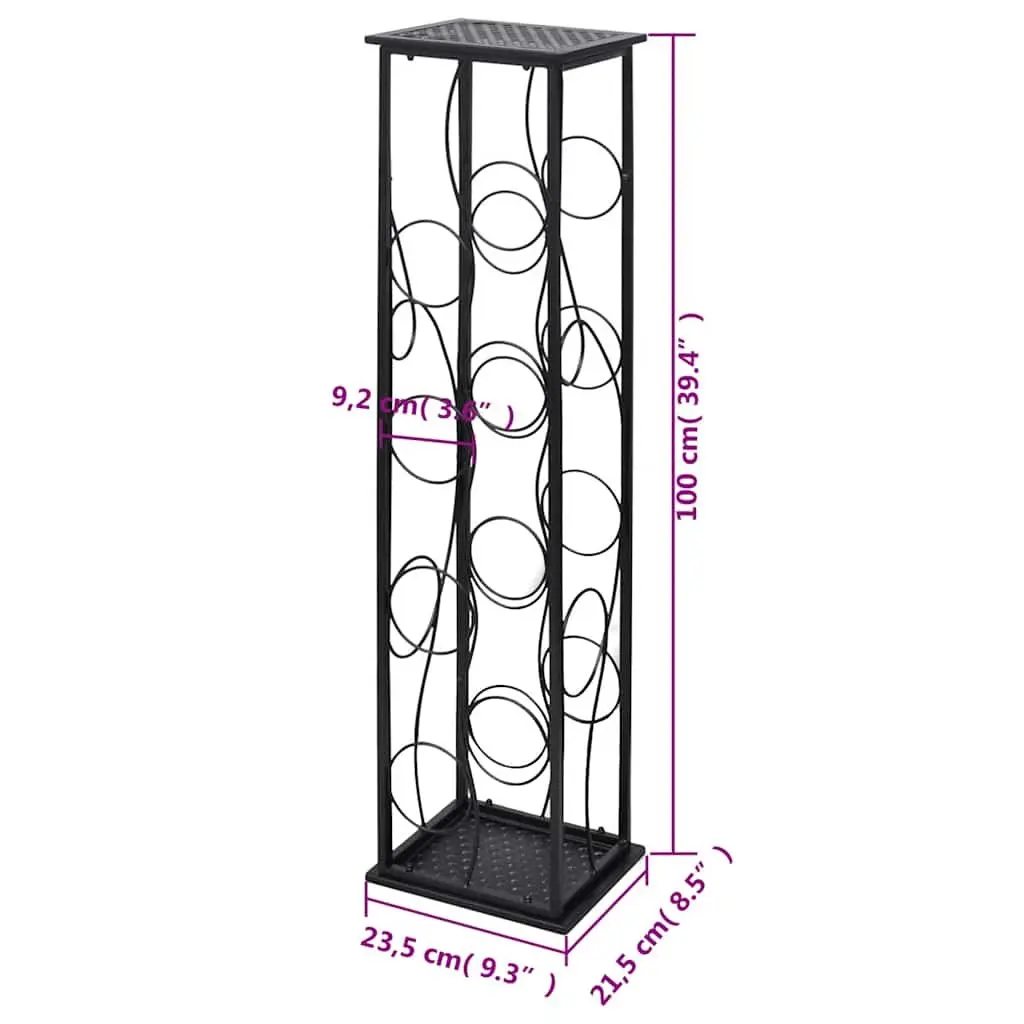 Wine Rack Floor Standing 8 Bottle Storage Display Metal Black Holder